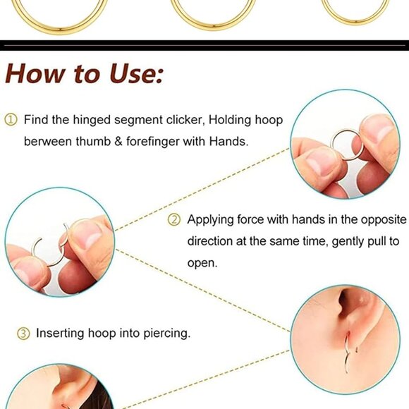 Gold 18G Tiny Seamless Hoops Set for Multiple Piercings, Hypoallergenic Surgical - Picture 8 of 9